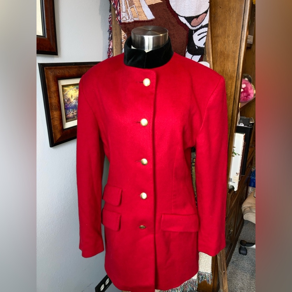 Vintage Lauren Ralph Lauren Red Lambs Wool Blazer Coat Jacket S sz 10